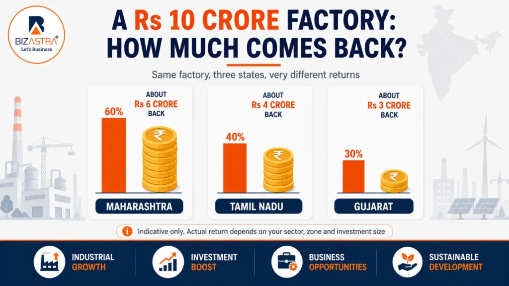 How much subsidy a Rs 10 crore factory earns in Maharashtra, Gujarat and Tamil Nadu