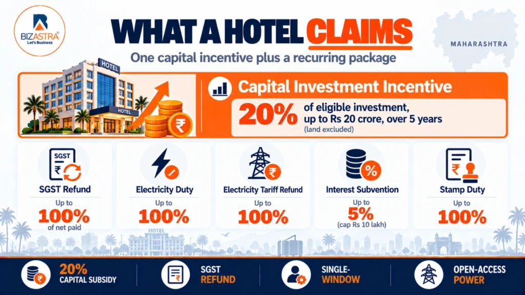 what hotel can claim in Maharashtra as subsidy